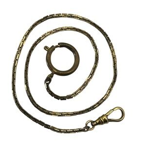 Victorian Albert dog clip large bolt clasp pocket watch chain necklace gold tone